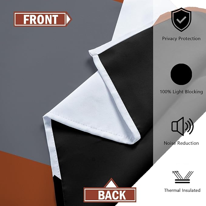 Burnt Orange 100% Blackout Curtains for Bedroom 45 inch Length 2 Panels Set Grey Modern Abstract Geometric Fall Black Out Curtains Insulated Room Darkening Window Drapes for Living Room, 52Wx45L