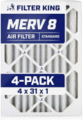 Filter King 4x31x1 Air Filter | 4-PACK | MERV 8 HVAC Pleated A/C Furnace Filters | MADE IN USA | Actual Size: 4 x 31 x .75"