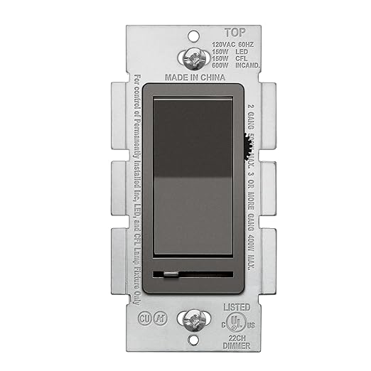 BESTTEN Matte Brown Dimmer Wall Light Switch, Single Pole or 3-Way, Compatible with Dimmable LED, CFL, Incandescent and Halogen Bulb, 120VAC, UL/cUL Listed