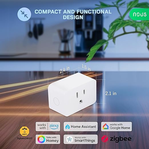 𝗭𝗶𝗴𝗕𝗲𝗲 Smart Plug, Energy Monitoring, 𝗭𝗶𝗴𝗯𝗲𝗲 𝗛𝘂𝗯 Required, ETL Certified, Compatible with Alexa, Google Home, Home Assistant, SmartThings, Remote App Control, Smart Outlet, 4 Pack