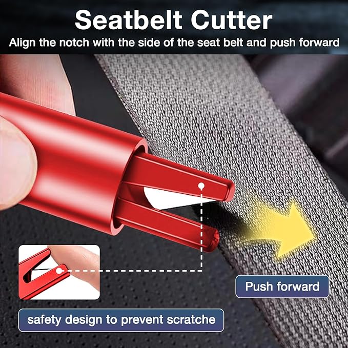 MOTORBUDDY Car Window Breaker Tool, 2-in-1 Window Breaker Seatbelt Cutter, Emergency Glass Breaker Keychain and Auto Escape Tool，Car Accessories