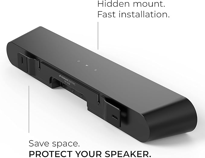 HumanCentric Wall Mount Compatible with Sonos Ray Sound Bar (Black), Mount on Wall Under TV, Floating Style, Hidden Design, Hardware Included