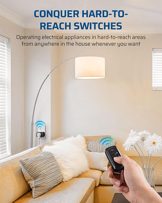 DEWENWILS Indoor Remote Control Outlet, Wireless Remote Light Switch, No Interference Remote Outlet Switch, No Wiring, 15A/1875W, 100ft RF Range, Compact Design, Programmable