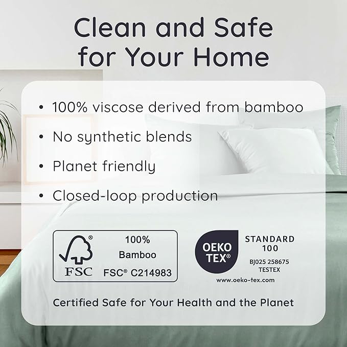 Bambaw Fitted Sheet with Elastic Corner Straps, 100% Viscose Derived from Bamboo Fitted Sheet Queen Size, 16’’ Deep Pocket Queen Size Mattress Sheets (Sea Glass)