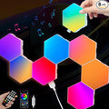 Vcwtty Hexagon Lights Wall Panels, Smart LED Wall Lights with APP, DIY Modular Assembled Music Sync RGB Gaming, Hex Light with USB-Power for Autism, Game Room Decor, Party (6-Pack)