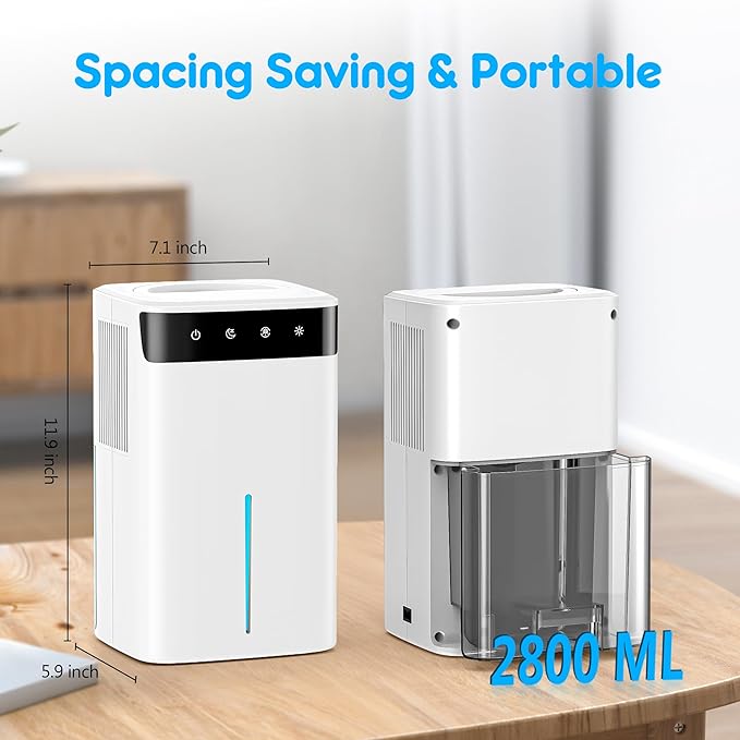 DEVERSE Max 5 Pints Smart Dehumidifier for Home/Bedroom/Basement, 600 Sq.Ft Coverage, with Drain Hose, Smart Humidity Control & Large Tank