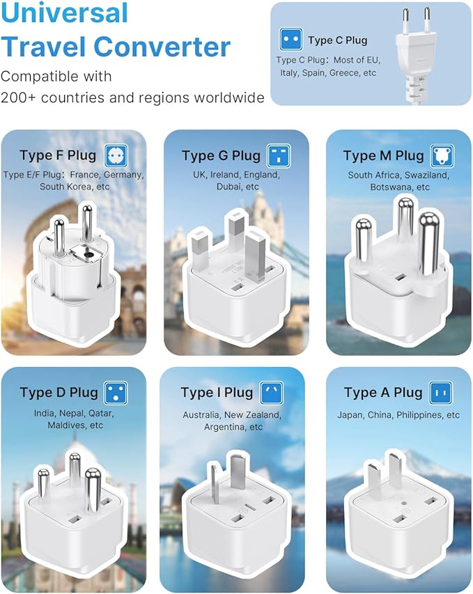 220V to 110V Travel Voltage Converter, VINTAR 600W Pure Sine Wave Voltage Converter US to Europe, Power Converter Adapter Combo Step Down Transformer for CPAP Hair Straightener Curling Iron