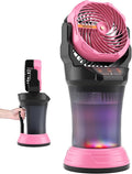 WESTTREE Portable Misting Fan with Large Battery Fan-Rechargeable Outdoor Misting Cooling Fans with 2L Water Tank,RGB Lights,4 Speeds & Spray Modes-for Patio, Camping, Beach, Workshop (Pink)