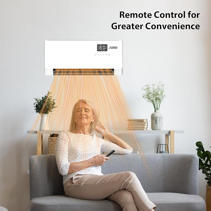 24-Inch Wall Mounted Electric Heater - 1500W Indoor Space Heater with LED Display, 3 Heat Settings, Oscillating Fan, Electric Heater for Bedroom Office Bathroom
