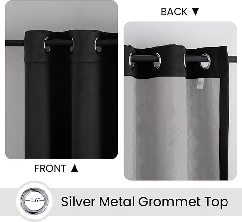 3-in-1 Layers Noice Reduction Soundproof Curtains, Grommet Full Blackout Thermal Curtains for Living Room, Bedroom(1 Panel,Black,50" x 72")