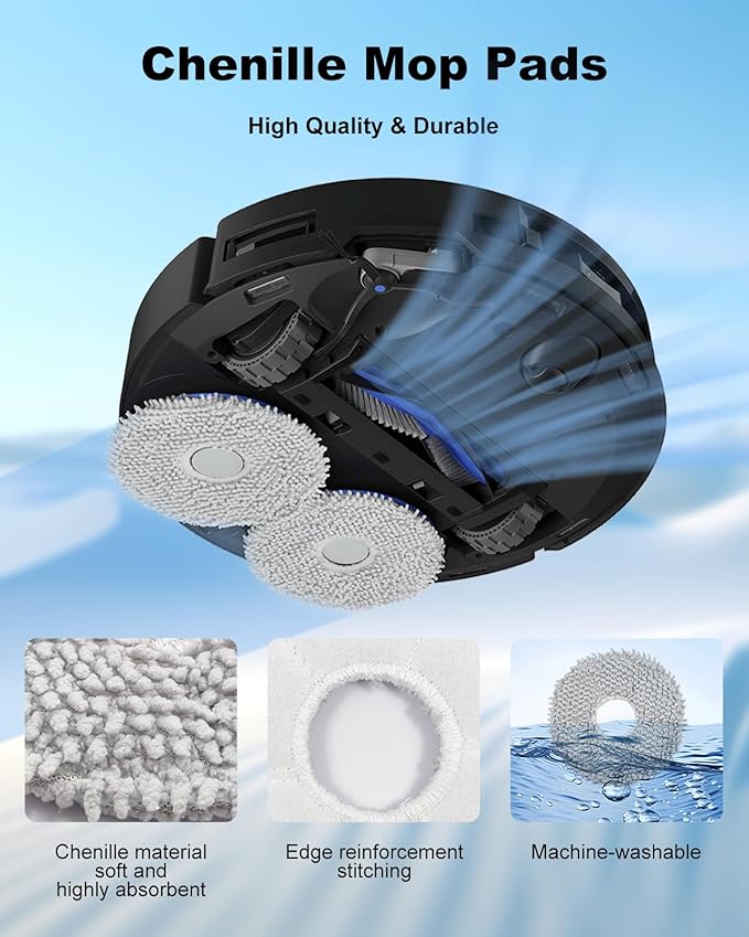 T50 PRO Omni Accessories, 27pcs Replacement Parts Kit for ECOVACS DEEBOT T50 Omni/T50 PRO Omni, Accessory Set with 1 Main Brush, 6 Side Brushes, 8 Mop Pads, 4 HEPA Filters, 6 Dust Bags & Bucket Brush
