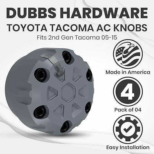 4 Pack - 2nd Gen Tacoma Accessories AC Knob Upgrade - 2005,2006,2007,2008,2009,2010,2011,2012,2013,2014,2015 Tacoma Climate Control Dial Mods Set - for Toyota Interior Replacement Kit