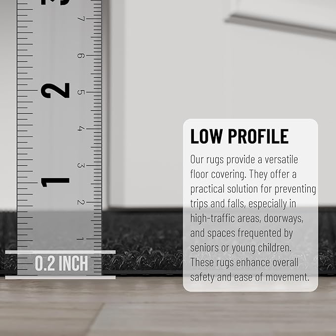 Ottomanson Commercial Scrape Rib Entry Mat – Heavy Duty Ribbed Floor Mat for High Traffic – Non Slip Rubber Back, Waterproof – Indoor Outdoor Use for Offices, Schools, Lobbies, 2' x 22', Black