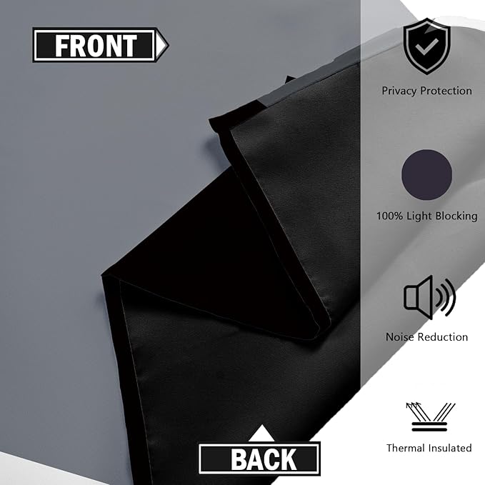 Black Grey 100% Blackout Curtains for Bedroom 63 inch Length 2 Panels Set White Grey Modern Abstract Geometric Black Out Curtains Insulated Room Darkening Window Drapes for Living Room, 42Wx63L
