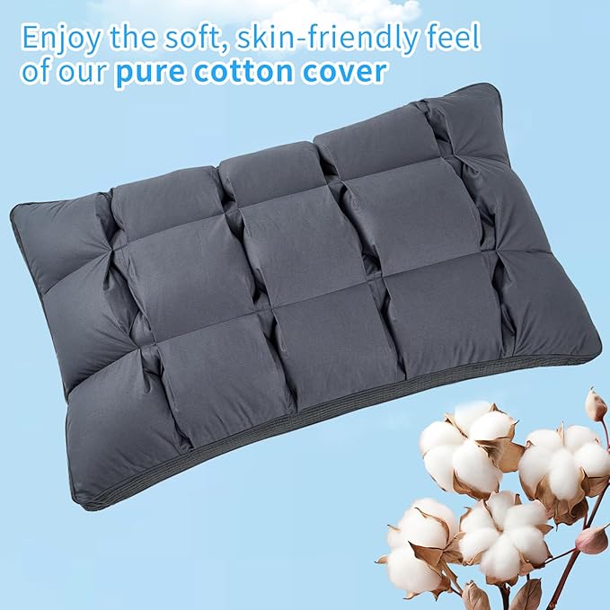 YOUR MOON Soft Pillow Standard Size of 2 for Sleeping, Super Soft Support Down Alternative Pillow, 100% Cotton Shell Luxury Comfy Fluffy Bed Pillows for Sleep(Gray)