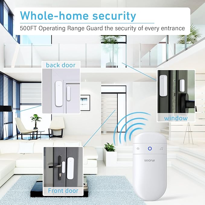 Door Chime, Door Sensor Chime for Door Opens – Door Ringer with 500ft Operating Range 52 Chime Adjustable Volume Mute Mode LED Indicators –Entry Alert Chime for Business/Home/Office