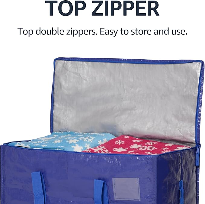 Moving Bags Heavy Duty Extra Large, Moving Boxes, Moving Supplies Essentials, Blue Storage Bins with Lids, Plastic Packing Totes, Storage Bags for Clothes with Handles & Zippers(Blue, 4 Pack)