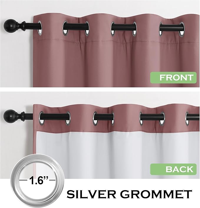 KGORGE Anti Dust Soundproof 100% Blackout Curtains 4 Layers Heavy Duty Energy Efficiency Window Curtains for Living Room Baby Bedroom Home Office Studio, Wide 52 x Long 95 inches, Dusty Rose, 2 Panels