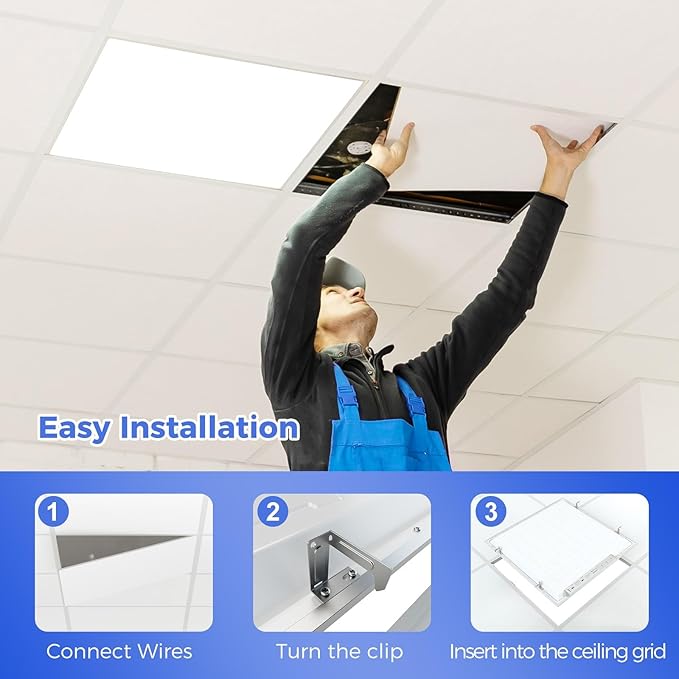 AIKVSXER 36 Pack 2x2 LED Flat Panel Light, Flush Mount Ceiling Light Kitchen Lighting Fixtures,Bright 6500LM,0-10V Dimmable,Switchable 3000K/4000K/5000K/5700K/6500K, 30W/35W/40W/45W/50W