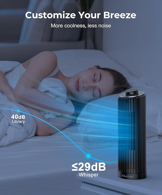 Abolee Tower Fan for Bedroom (black, Medium)