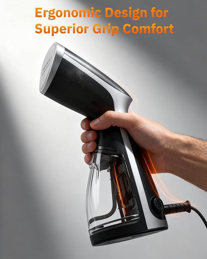 OGHom Steamer for Clothes, Portable Handheld Garment Wrinkle Remover, 1000W Fabric Steamer, Strong Penetrating Steam, for Home, Office (ONLY FOR 120V) -Black