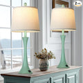 Coastal Modern Green Table Lamps Set of 2 for Living Room, 27.5" Tall Bedside Lamp with USB Charging Port,3-Way Dimmable Touch Nightstand Lamp for Bedroom Desk Side Table Office,Green