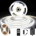 AXMOTUT White COB LED Strip Light, Dimmable 16.4ft/5m LED Light, 6000K Daylight White 2400 LEDs High Lumen LED Tape Lights CRI 90+ with RF Remote and UL Power for Bedroom,Kitchen,DIY Home Decoration