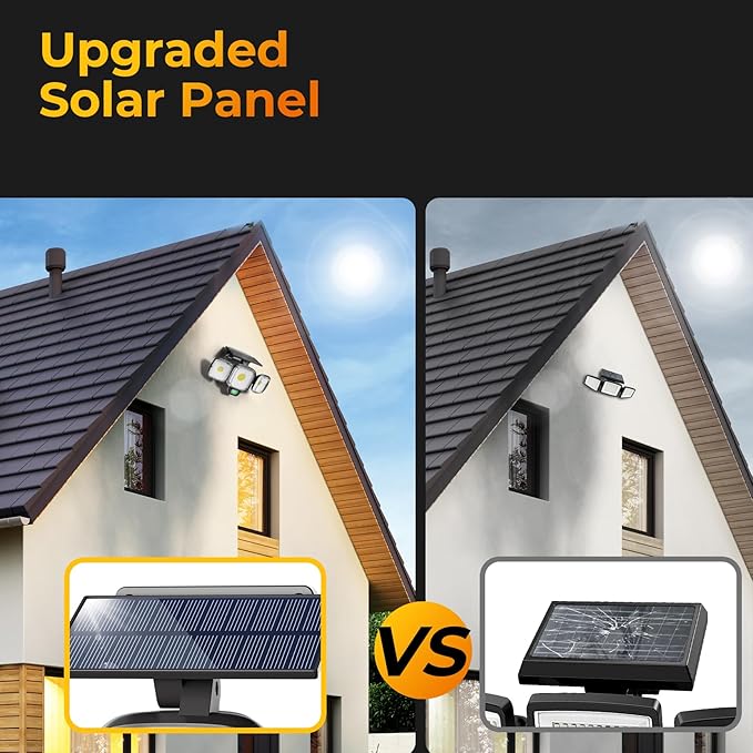ESLIGHTION Solar Motion Sensor Outdoor Lights, 3 Modes LED Security Flood Light with Remote Control, IP65 Waterproof Solar Powered Outside Wall Light for Garden Patio Garage Yard (Black, 2 Pack)