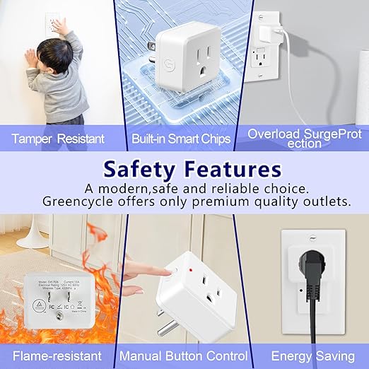 Remote Switch Outlet, GreenCyle 4 Outlet Plug with Remote, Wireless On/Off Light Switch Wall Mounted, 15A/1500W, TUV Listed, No Wiring Needed, 500ft RF Range, for Lamps, Fans, Household Appliances