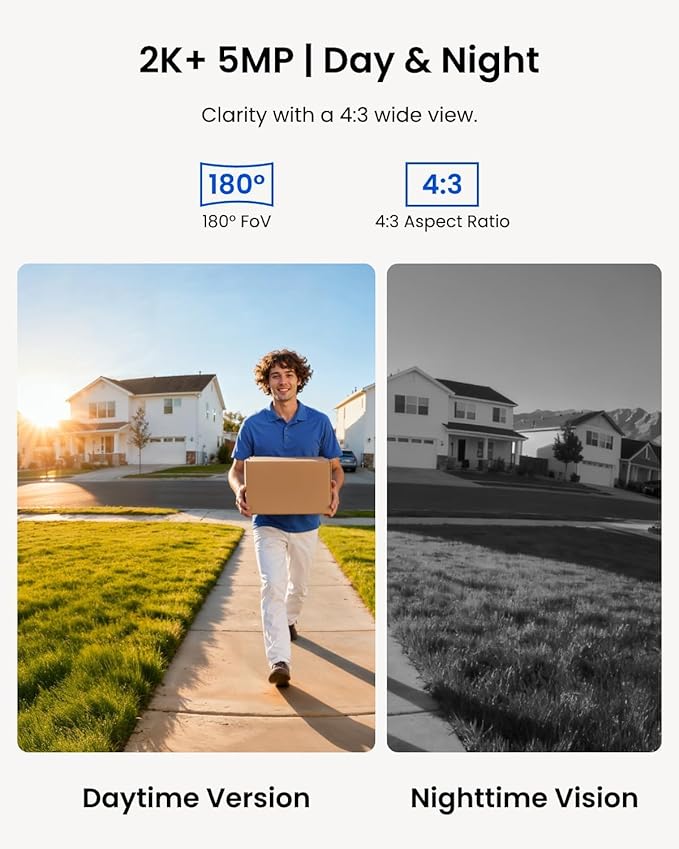 REOLINK Video Doorbell PoE Camera – 2K IP Security Camera Outdoor with Chime V2, 4:3 Aspect Ratio, 180 Degree Diagonal, 2-Way Talk, Plug & Play, Secured Local Storage, No Monthly Fee