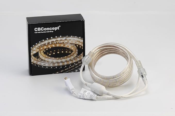 CBConcept UL Listed, 6.6 Feet, 720 Lumen, Pink, Dimmable, 110-120V AC Flexible Flat LED Strip Rope Light, 120 Units 3528 SMD LEDs, Indoor Outdoor Use, Accessories Included, Ready to use