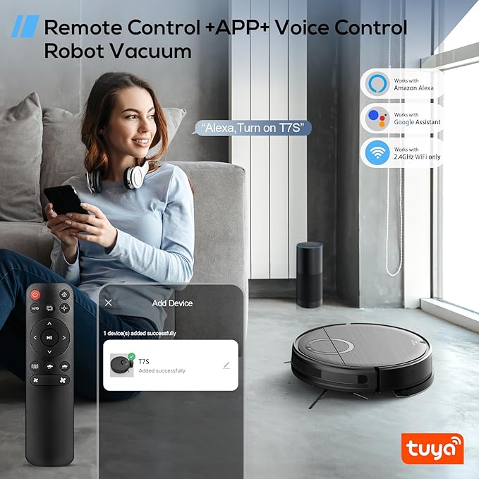 UMMUND Robot Vacuum and Mop Combo, 2 in 1 Mopping Robotic Vacuum Cleaner with Schedule, Wi-Fi/App/Remote, Strong Suction, Self-Charging, Slim, Ideal for Hard Floor, Pet Hair, Low-Pile Carpet