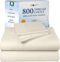 California Design Den Luxury Queen Sheets Set - Buttery Soft 800 Thread Count Sateen, 100% Cotton Bed Sheets Set with Deep Pockets, Durable Bedding - Ivory (Cream Tone)