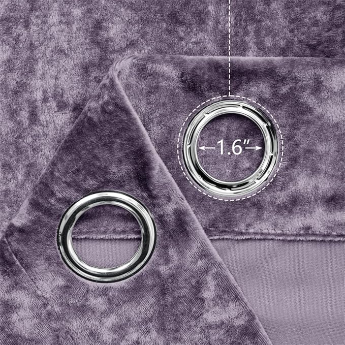 SMILETIME Lilac Purple Crushed Velvet Curtains 52x96 inch Luxurious Thermal Insulated Soundproof Drapes for Living Room Bedroom Office Soft and Durable Light-Filtering Window Treatments, 2 Panels