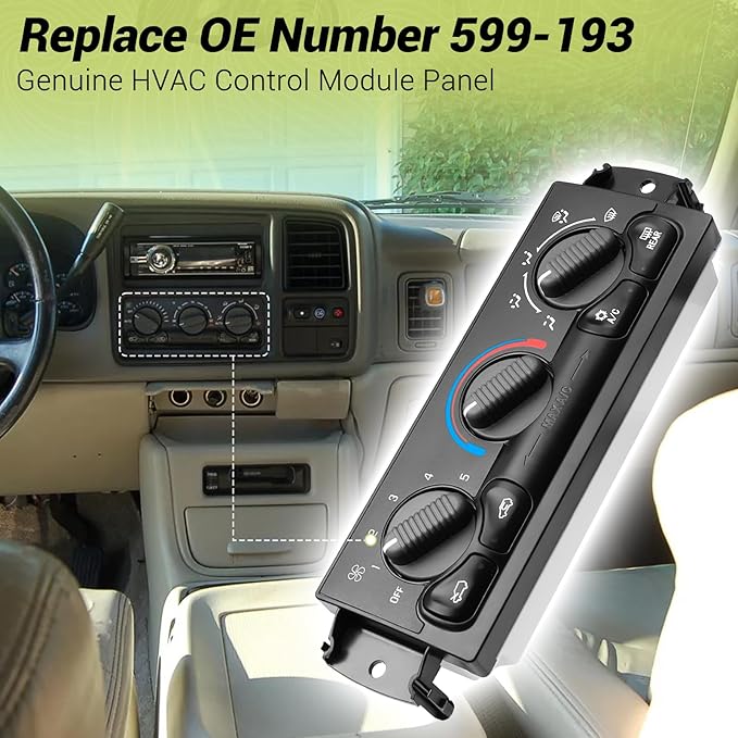 599-193 AC Climate Control Module Compatible with Select Chevrolet & GMC Air Conditioning Module Panel, HVAC Temperature Control Switch Unit, 599193 A/C Heater Climate Control Module