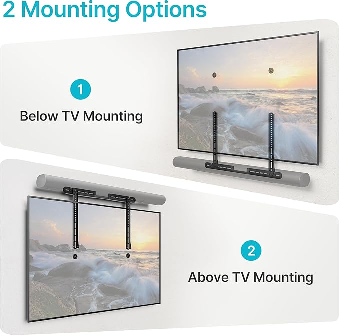 PEGZONE Soundbar TV Mount Compatible with Sonos Arc & Sonos Arc Ultra,Hold 22 Lbs, Soundbar Mount for TV for Surround Sound,Two Installation Options,Black