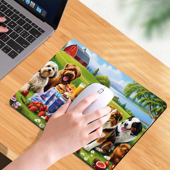 Dog Party Square Mouse pad, Texture, Waterproof, Anti Slip Rubber Base, Computer Mouse pad, Laptop Mouse pad