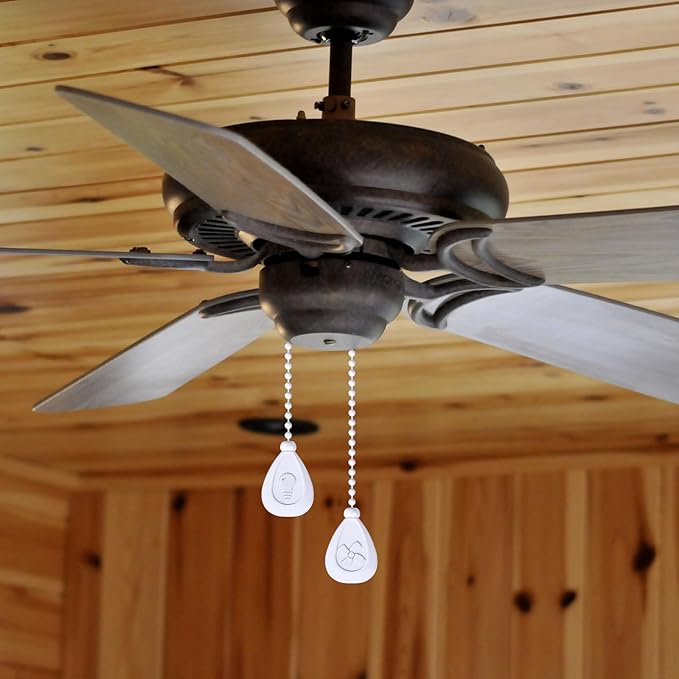 Patelai 4 Pieces Ceiling Fan Pull Chain Extender Ornament 12 Inch Ceiling Pull Chain Extension Classic Drop Shaped Pendant Beaded Ball Cord for Fan light lamp decorative with Connector(White)