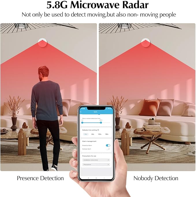 eMylo Human Presence Sensor, WiFi Wave Radar Real-time Human Motion Detection Sensor, Compatible with TUYA/Smart Life(2.4 GHz Wi-Fi Required)