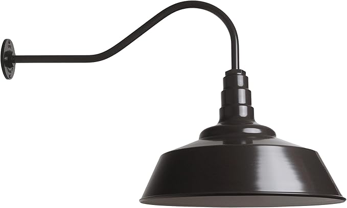 Steel Lighting Co. Large Outdoor Barn Light | Gooseneck Light Fixture | Made in America from 18-Gauge Steel | 20" Dome | 23" Gooseneck Dark Bronze Exterior/White Interior