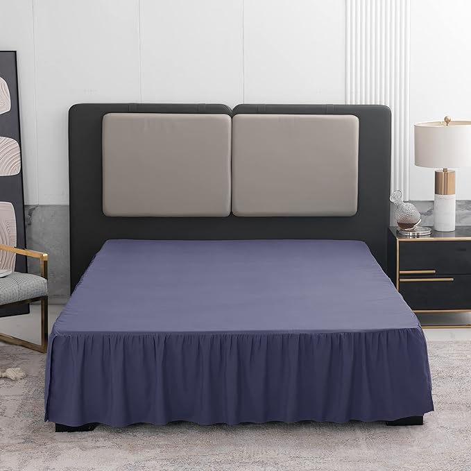 Navy Blue Bed Skirt Twin Size Ruffled Bed Skirt with Split Corners, Twin Bed Skirt 14 Inch Drop,Twin Size Bed Skirt Black for Ruffled Bed Skirt with Split Corners, Bed Skirt Twin Size