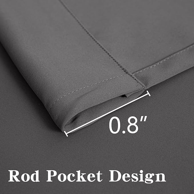 Blackout Curtains 90 Inches Long 2 Panels Set, Light Grey Curtains Thermal Insulated Room Darkening Drapes for Bedroom, Rod Pocket Light Blocking Drapes Living Room(52W × 90L, Light Grey)