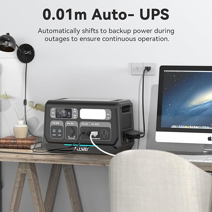 ALLWEI Portable Power Station 2400W(Surge 4800W) with 1x 400W Solar Panel Included, Fast Charge in 1.5H, 4 AC Outlet, LiFePO4 2048Wh Solar Generator for RV Camping Emergency Outdoor Home Use