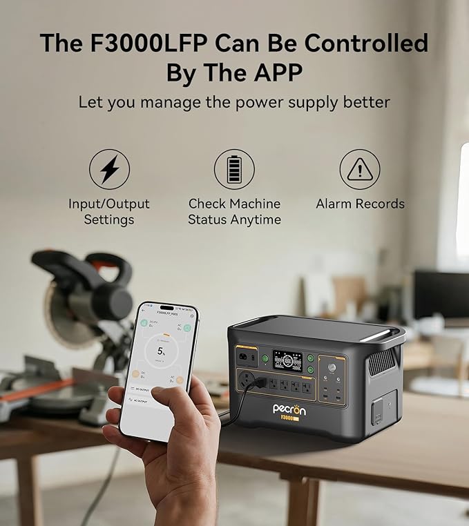 Pecron Portable Power Station F3000LFP with 200W Solar Panel*3, 3072Wh Solar Camping Generator can expand to 9216Wh, 3600W Solar Generator for RV, Home Use, CPAP