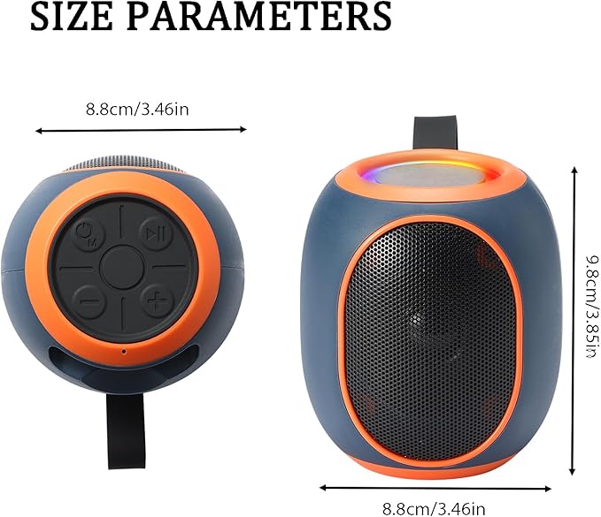 Portable Bluetooth Speaker – 8W HD audio quality, TWS stereo pairing, LED light show, compact and portable, suitable for outdoor use, can be used in cars, travel and parties, a cool teen gift(Blue)