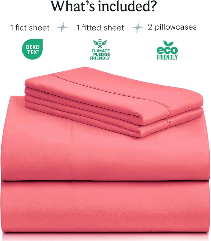 LuxClub 4 PC Sheet Set Bed Sheets Deep Pockets 16" Eco Friendly Wrinkle Free Cooling Machine Washable Hotel Bedding Silky Soft - Vermilion California King