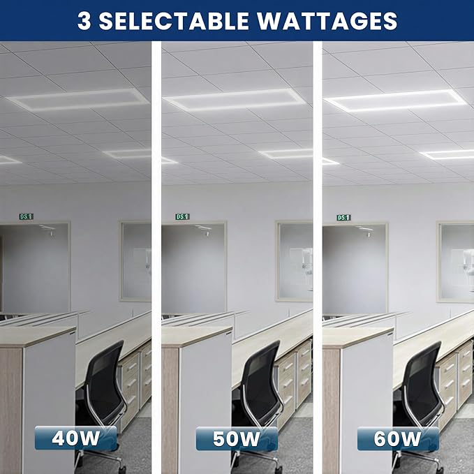 Nothing BUT LEDs 2x4 FT Edge-Lit Frame LED Flat Panel Light, 5CCT Selectable 3000K-6500K & 40W/50W/60W, 7500LM, 0-10V Dimmable, Drop Ceiling Lights Grid Fixture, ETL & DLC Listed, 100-277V, 4 Pack