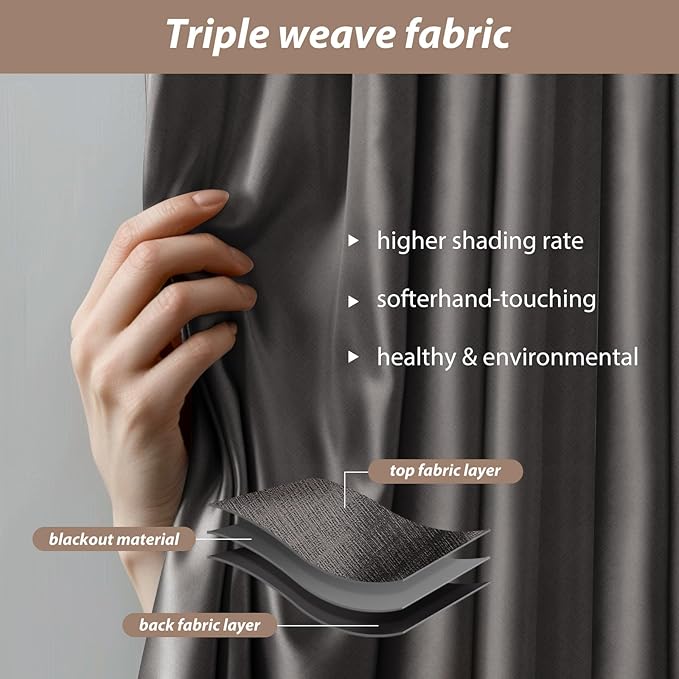Room Divider Curtains with Ceiling Curtain Track Set Window Curtain for Bedroom,Living Room Total Blackout Thermal Insulated Privacy Ceiling Track Curtain W 12 × H 7 FT Grey drape&Black track