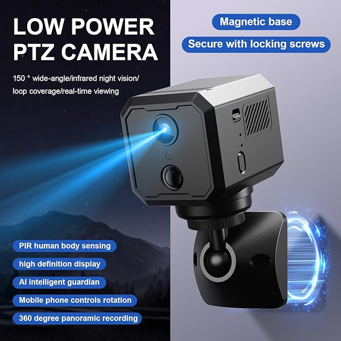2K WiFi Indoor Camera with 64GB SD Card, Battery Powered Security Cam, 180-Day Standby, Night Vision, Real-Time Alert, Baby Monitor, Pet Cam for Home or Office, App Controled Movtion