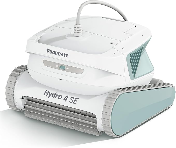 Hydro 4SE Robotic Pool Cleaner, S-Shaped Path/Auto Wall/Waterline Cleaning, 40FT Long Cable/4 Cleaning Modes, 4.1L Large Filter Basket Pool Vacuum Ideal for Inground/Above Pools